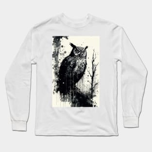 Owl Ink Painting Long Sleeve T-Shirt